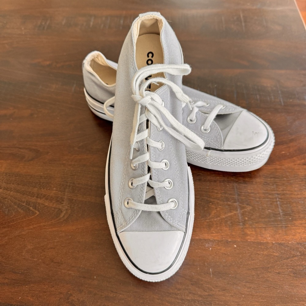 Converse Women's 9 Chuck Taylor All Star Lift Ox Low Wolf Grey Platform 566757C